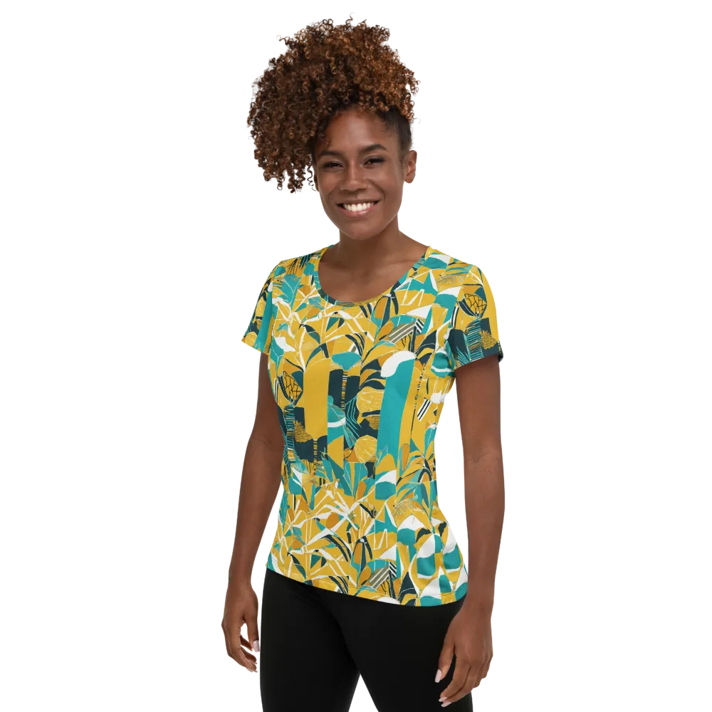 Tropic Geometry on Women's Athletic T-Shirt — Left