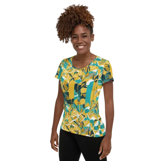 Tropic Geometry on a Women's Athletic T-Shirt