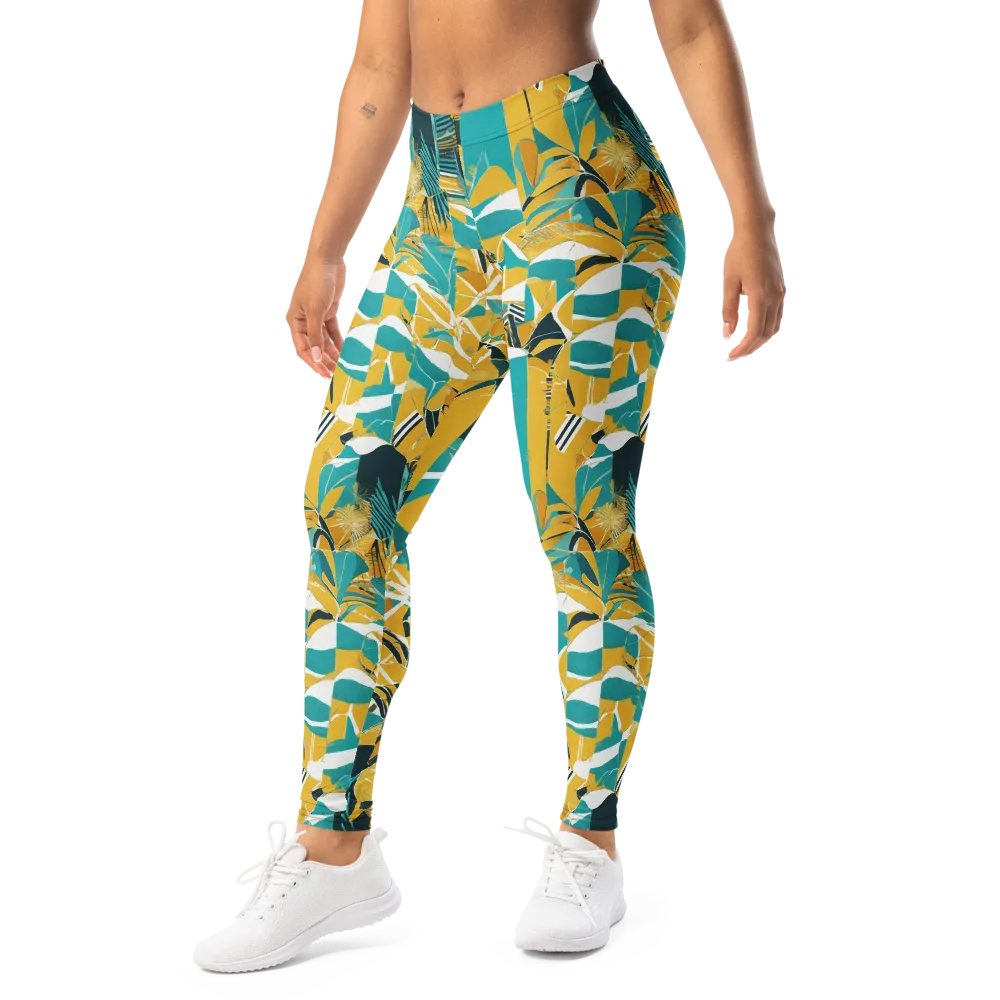 Tropic Geometry on Leggings — Left Front