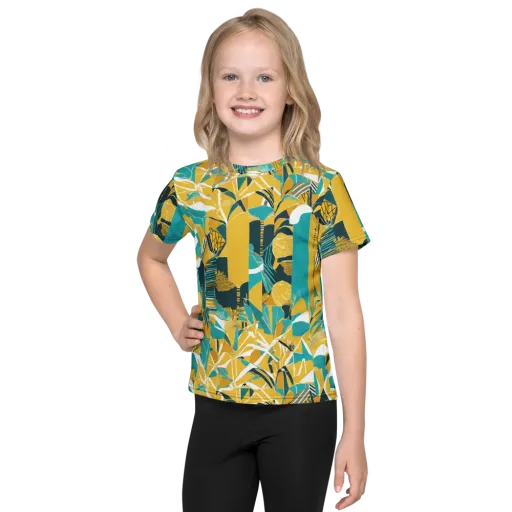 Tropic Geometry on a Kids Crew Neck T-Shirt