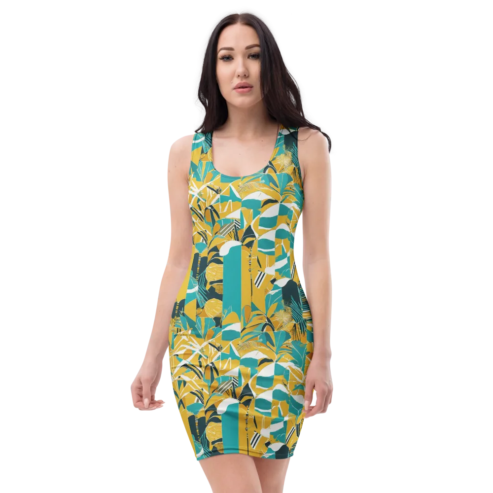 Tropic Geometry on Bodycon Dress — Front