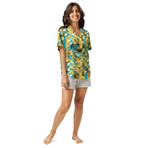 Tropic Geometry on a Women's Short Sleeve Pajama Top