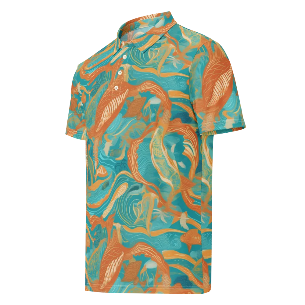 Tidal Menagerie on Men's Slim Fit Polo Shirt — Left Front