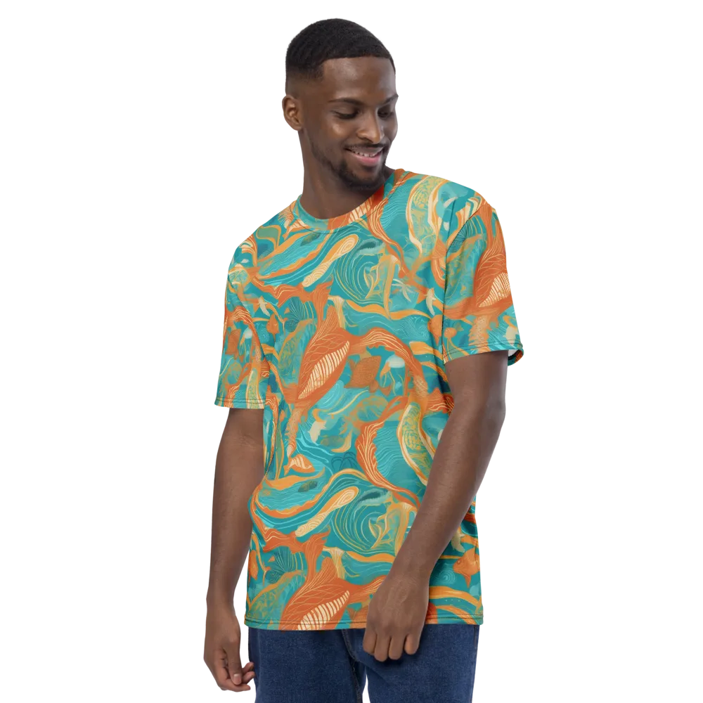 Tidal Menagerie on Men's Crew Neck T-Shirt — Left