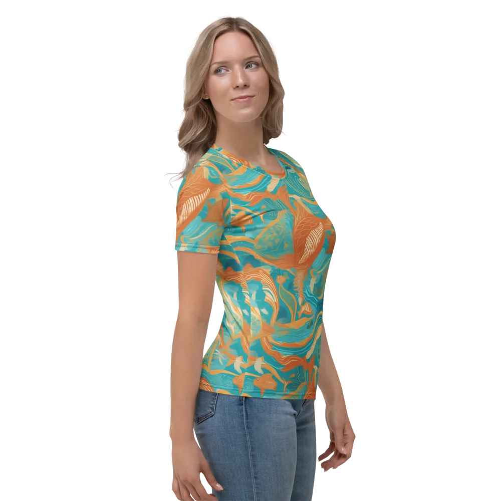 Tidal Menagerie on Women's Crew Neck T-Shirt — Right