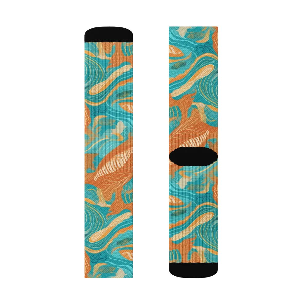 Tidal Menagerie on Socks — Left Sock