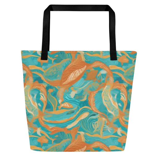 Tidal Menagerie on a Large Tote Bag W/ Pocket