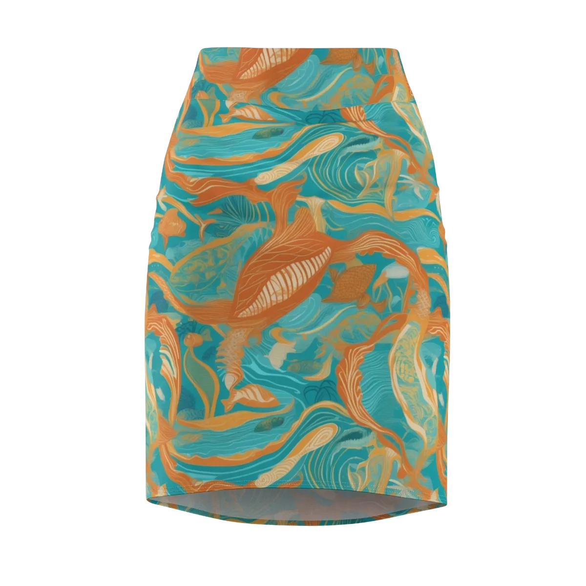 Tidal Menagerie on Pencil Skirt — Front