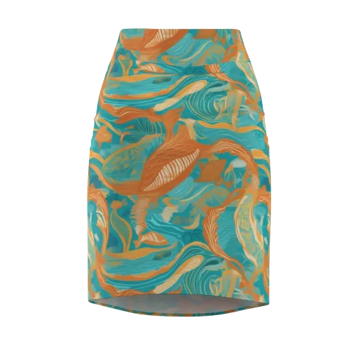 Tidal Menagerie on a Pencil Skirt