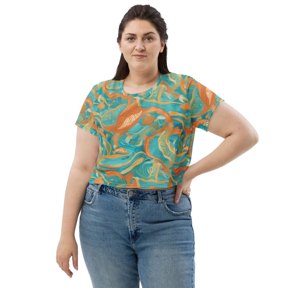 Tidal Menagerie on Crop Tee — Front