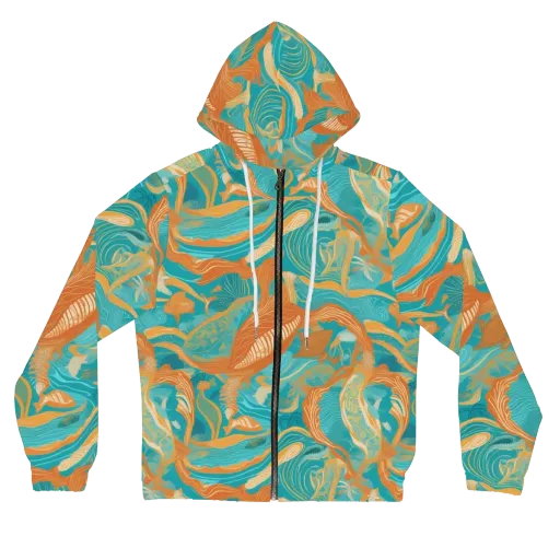 Tidal Menagerie on a Women's Full-Zip Hoodie