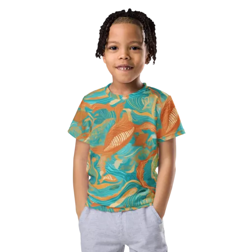 Tidal Menagerie on a Kids Crew Neck T-Shirt