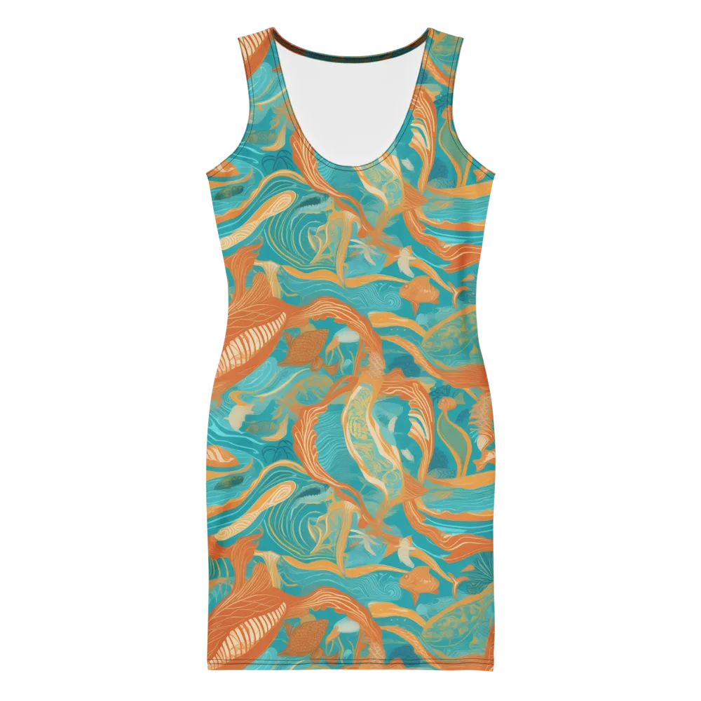 Tidal Menagerie on Bodycon Dress — Front