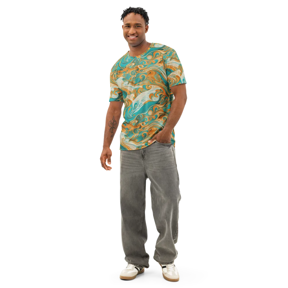 Marigold Maelstrom on Men's Cotton Crew Neck T-Shirt — Front