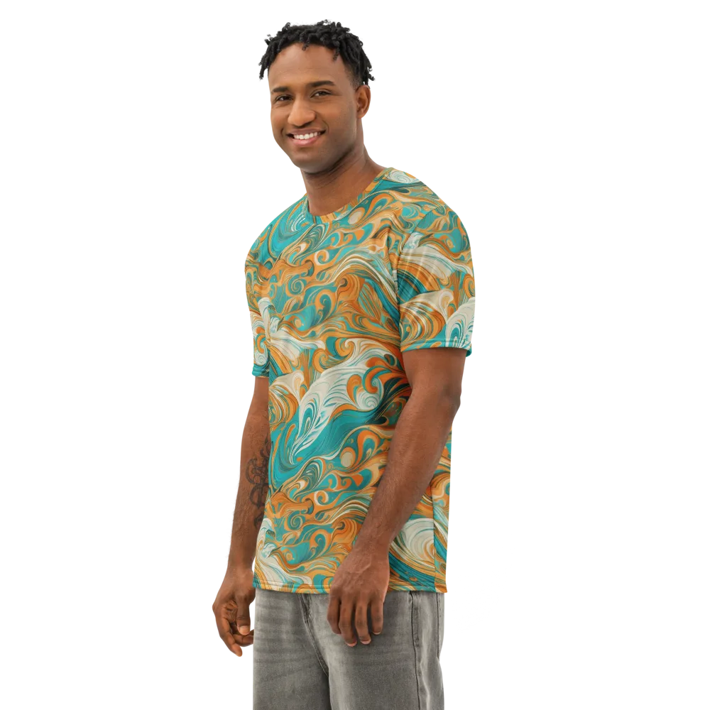 Marigold Maelstrom on Men's Cotton Crew Neck T-Shirt — Left Front