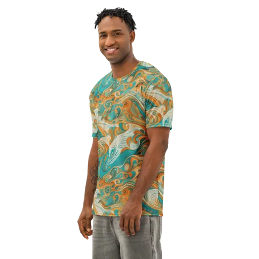 Marigold Maelstrom on a Men's Cotton Crew Neck T-Shirt
