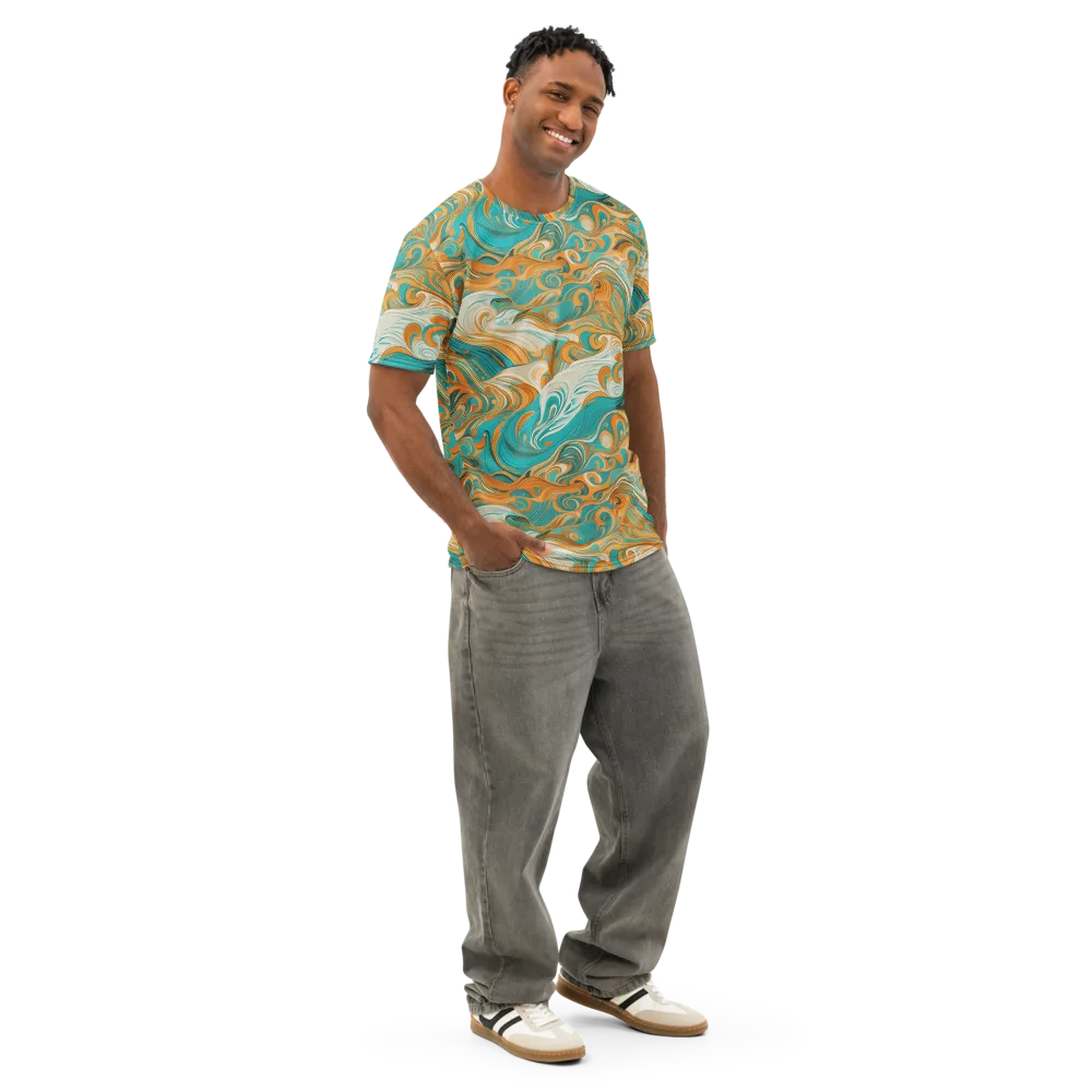 Marigold Maelstrom on Men's Cotton Crew Neck T-Shirt — Right Front