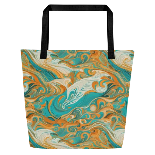 Marigold Maelstrom on a Large Tote Bag W/ Pocket
