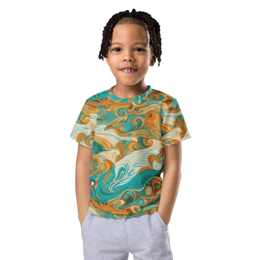 Marigold Maelstrom on a Kids Crew Neck T-Shirt