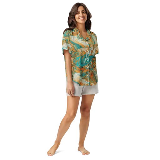 Marigold Maelstrom on a Women's Short Sleeve Pajama Top