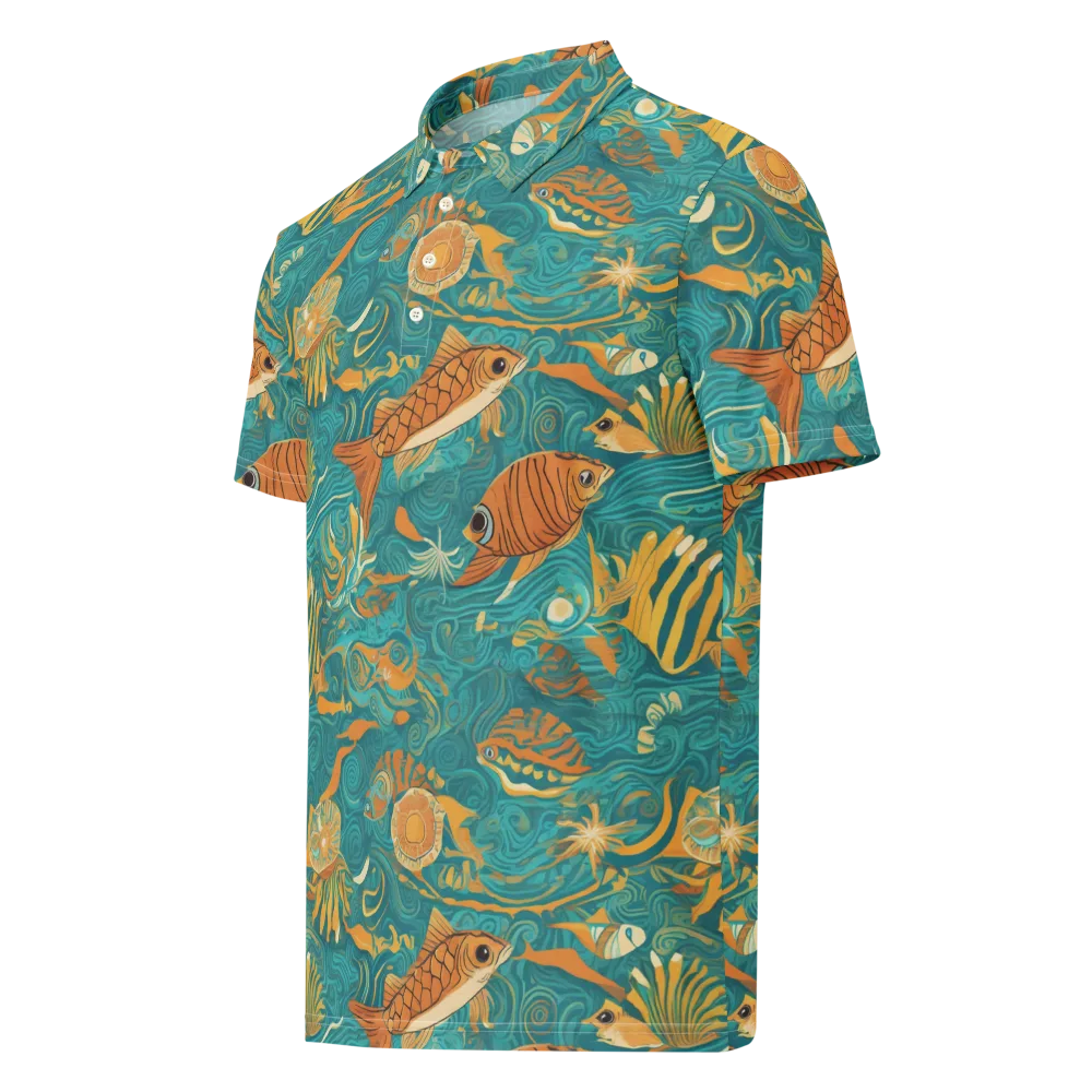 Tidal Ember on Men's Slim Fit Polo Shirt — Left Front