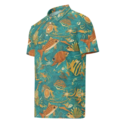 Tidal Ember on a Men's Slim Fit Polo Shirt