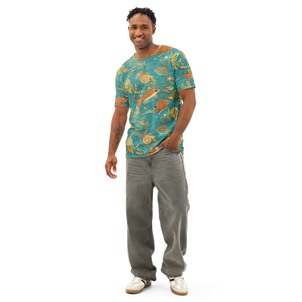 Tidal Ember on Men's Cotton Crew Neck T-Shirt — Front