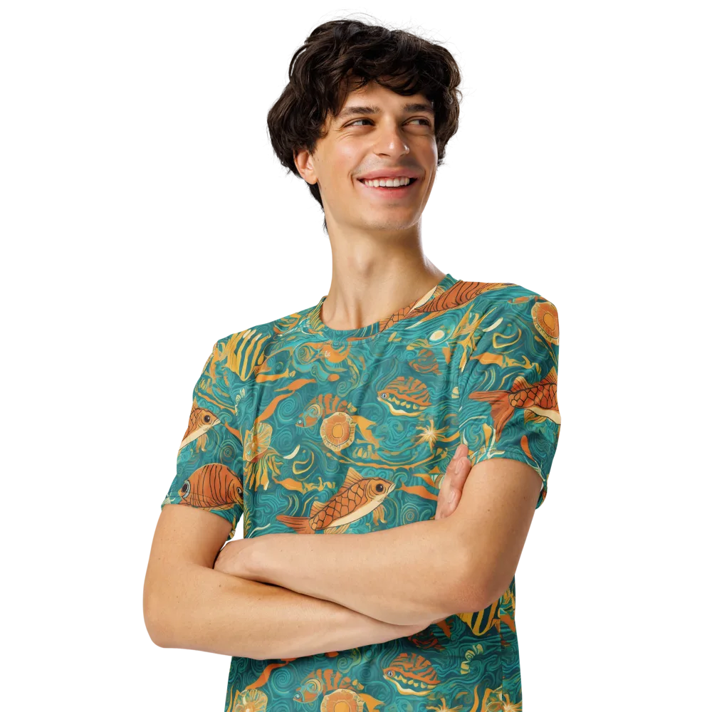 Tidal Ember on Men's Crew Neck T-Shirt — Left Front