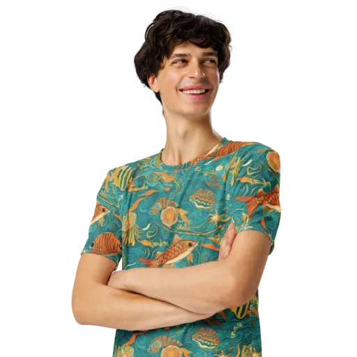 Tidal Ember on a Men's Crew Neck T-Shirt