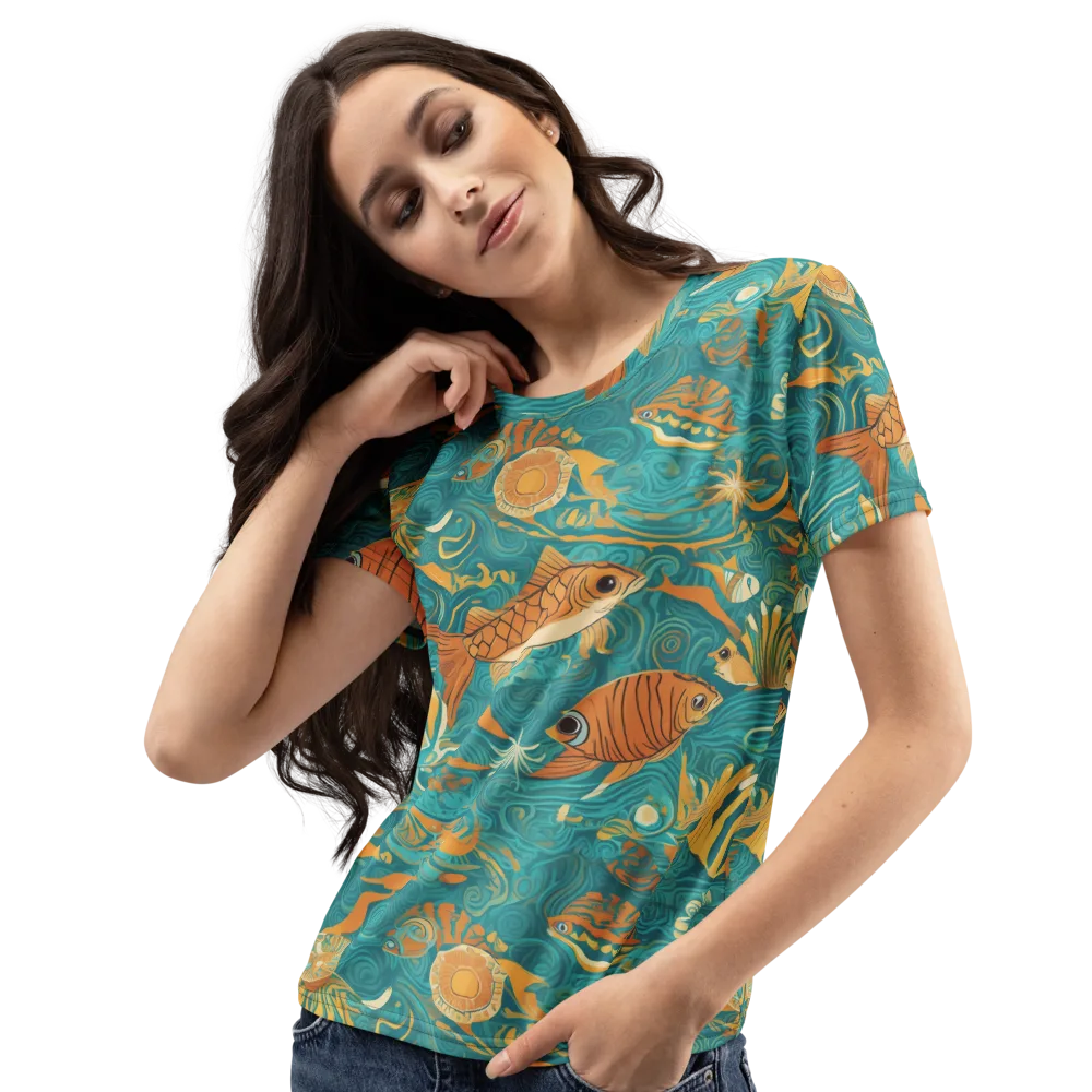 Tidal Ember on Women's Crew Neck T-Shirt — Left Front