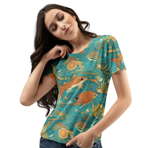 Tidal Ember on a Women's Crew Neck T-Shirt
