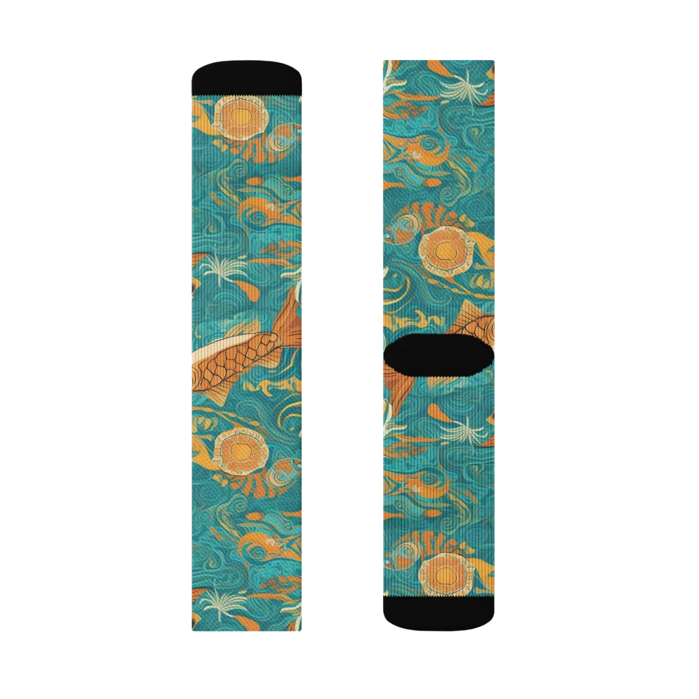 Tidal Ember on Socks — Right Sock