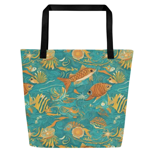 Tidal Ember on a Large Tote Bag W/ Pocket