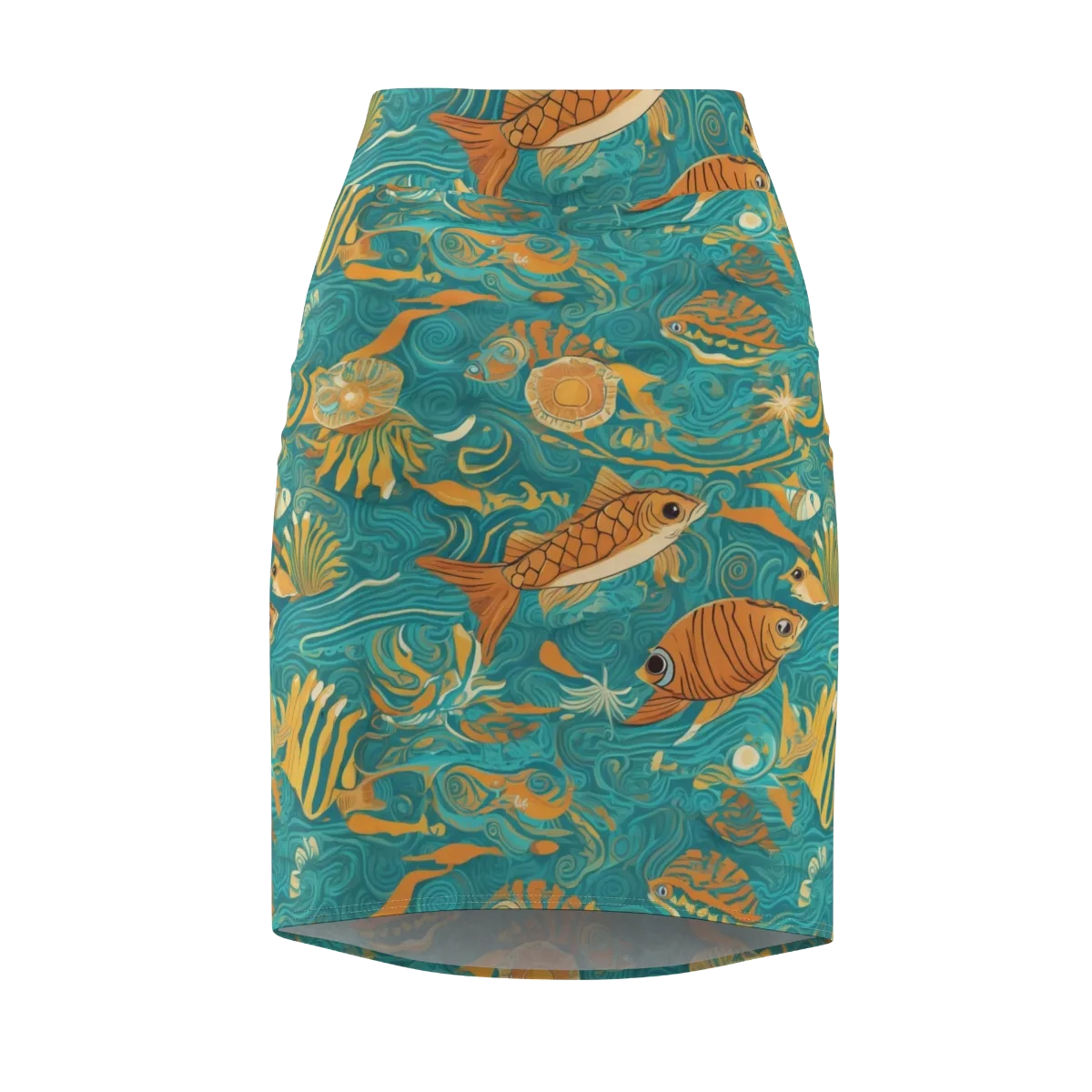 Tidal Ember on Pencil Skirt — Front