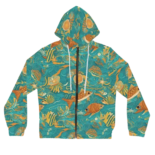 Tidal Ember on a Women's Full-Zip Hoodie