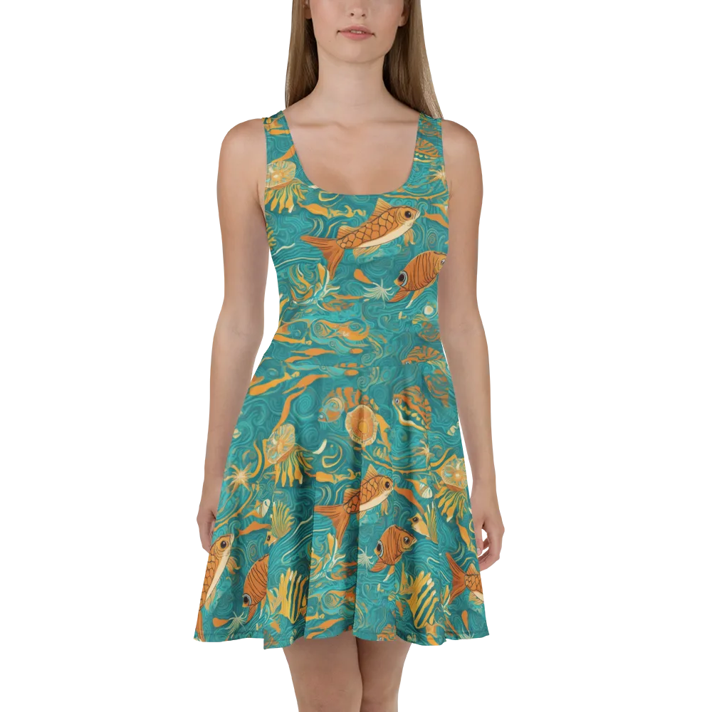 Tidal Ember on Skater Dress — Front