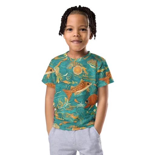 Tidal Ember on a Kids Crew Neck T-Shirt