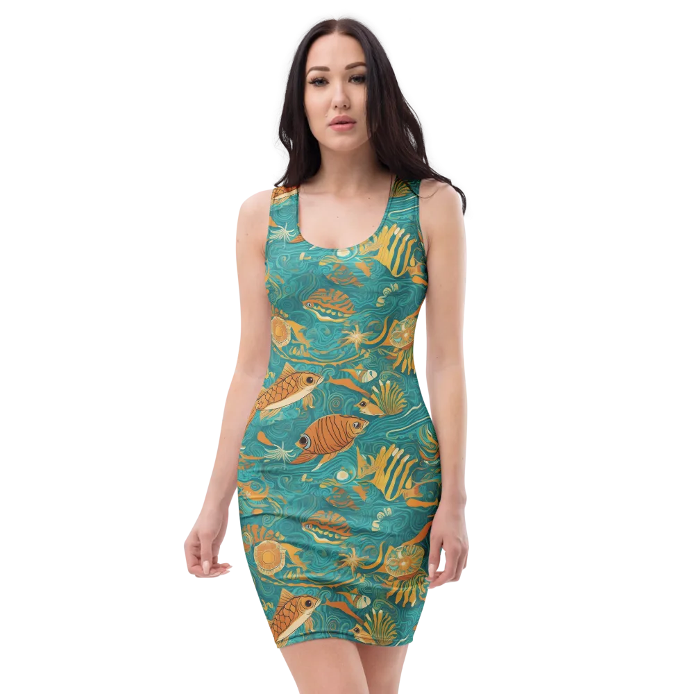 Tidal Ember on Bodycon Dress — Front
