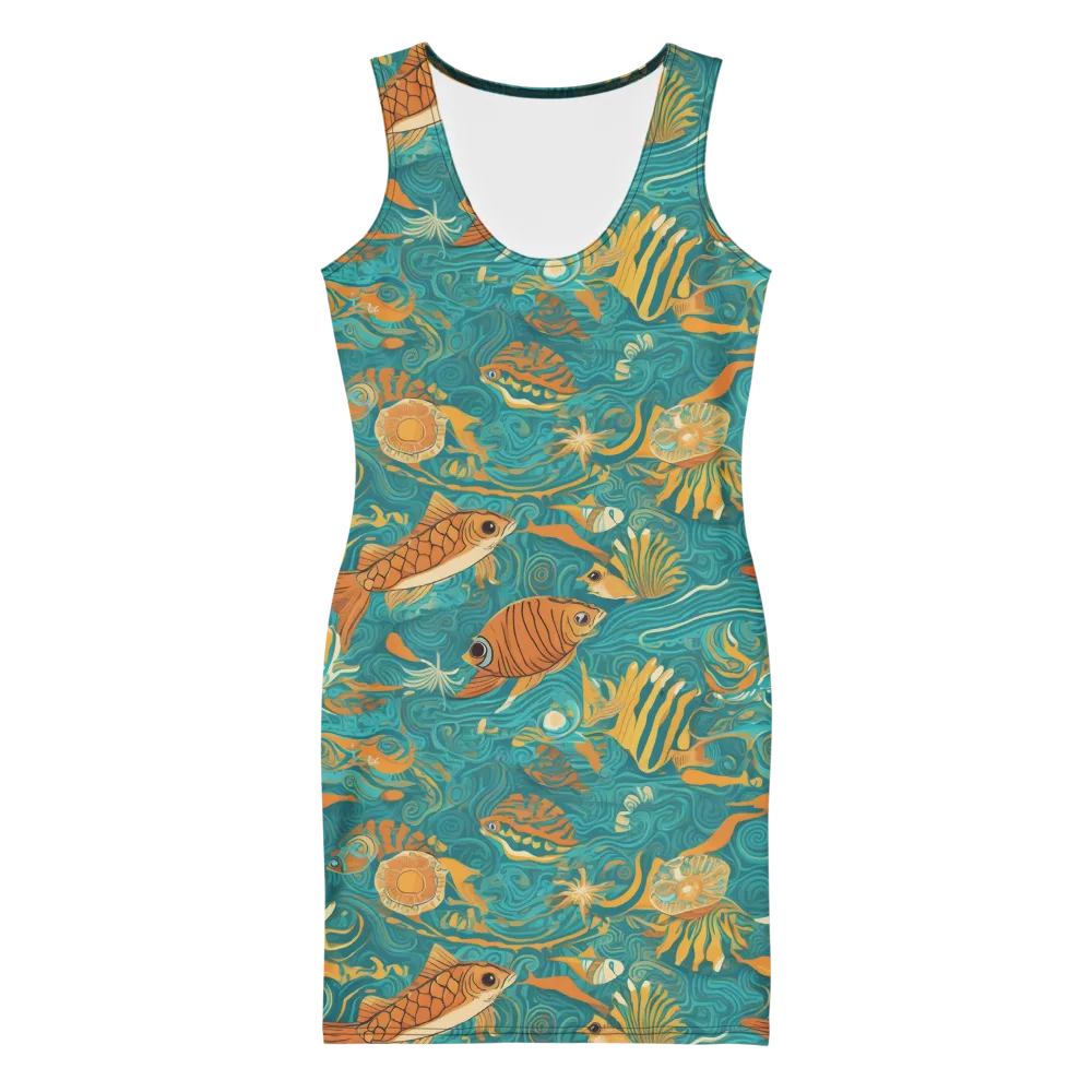 Tidal Ember on Bodycon Dress — Front