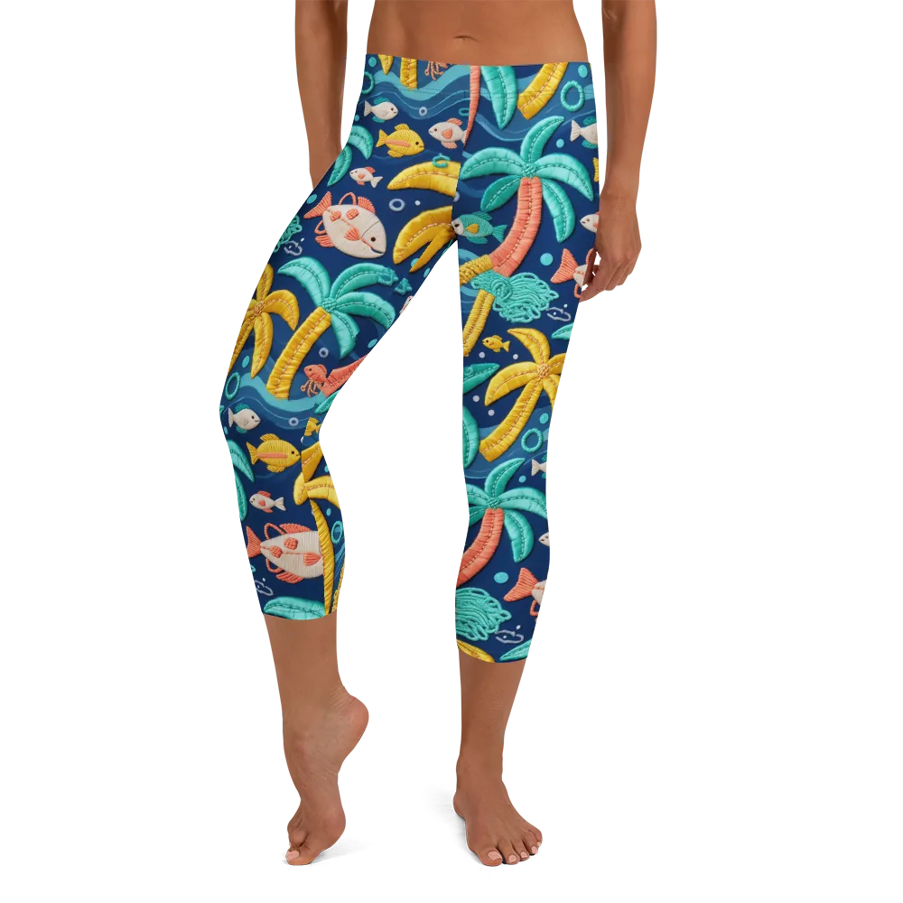 Tropical Tides on Capri Leggings — Front
