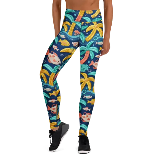 Tropical Tides on a Yoga Leggings