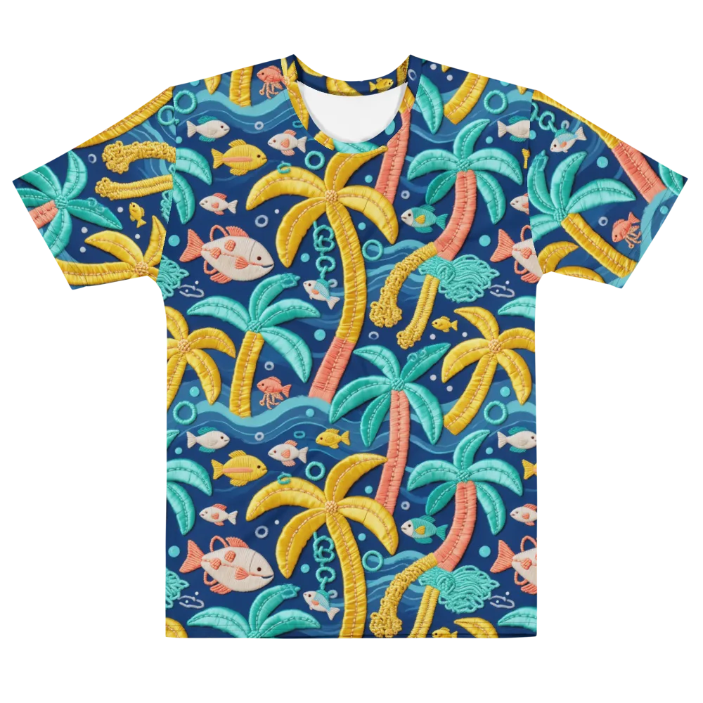 Tropical Tides on Men's Cotton Crew Neck T-Shirt — Front