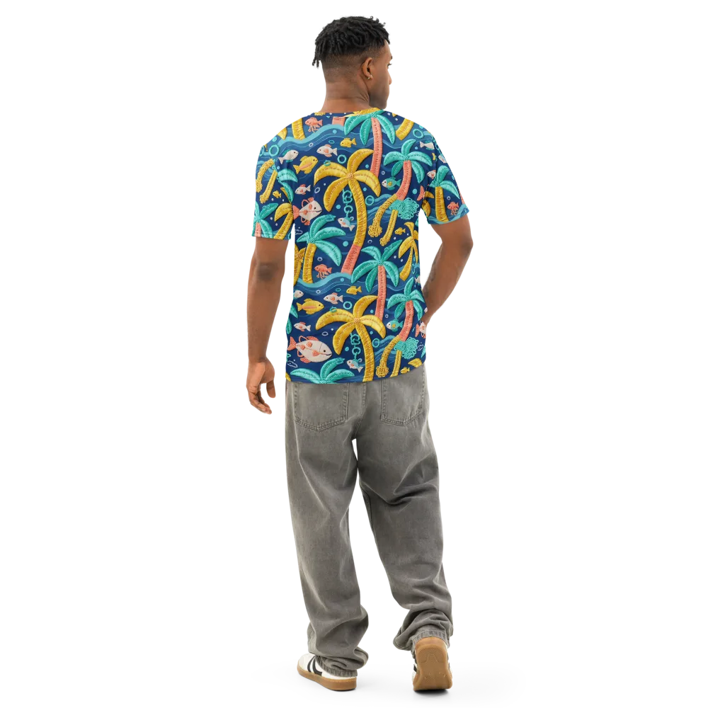 Tropical Tides on Men's Cotton Crew Neck T-Shirt — Back