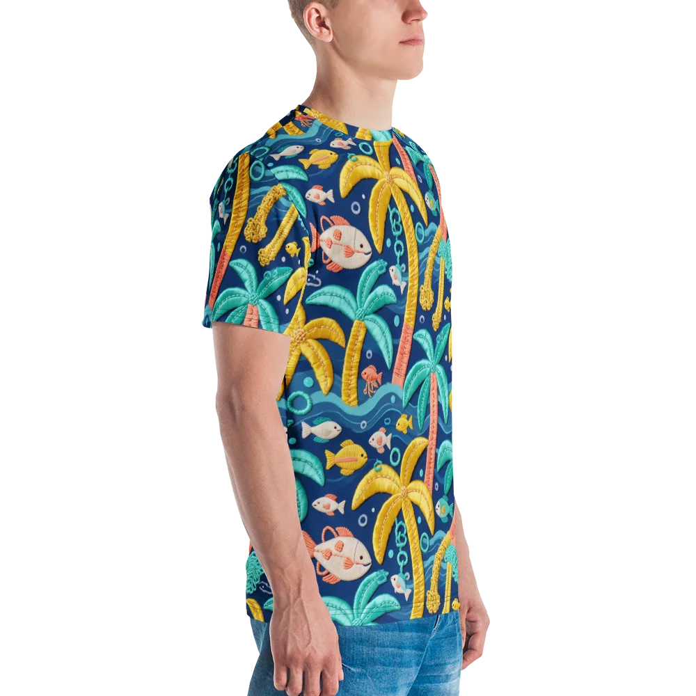 Tropical Tides on Men's Crew Neck T-Shirt — Right