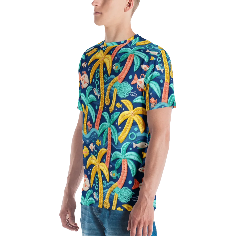 Tropical Tides on Men's Crew Neck T-Shirt — Left