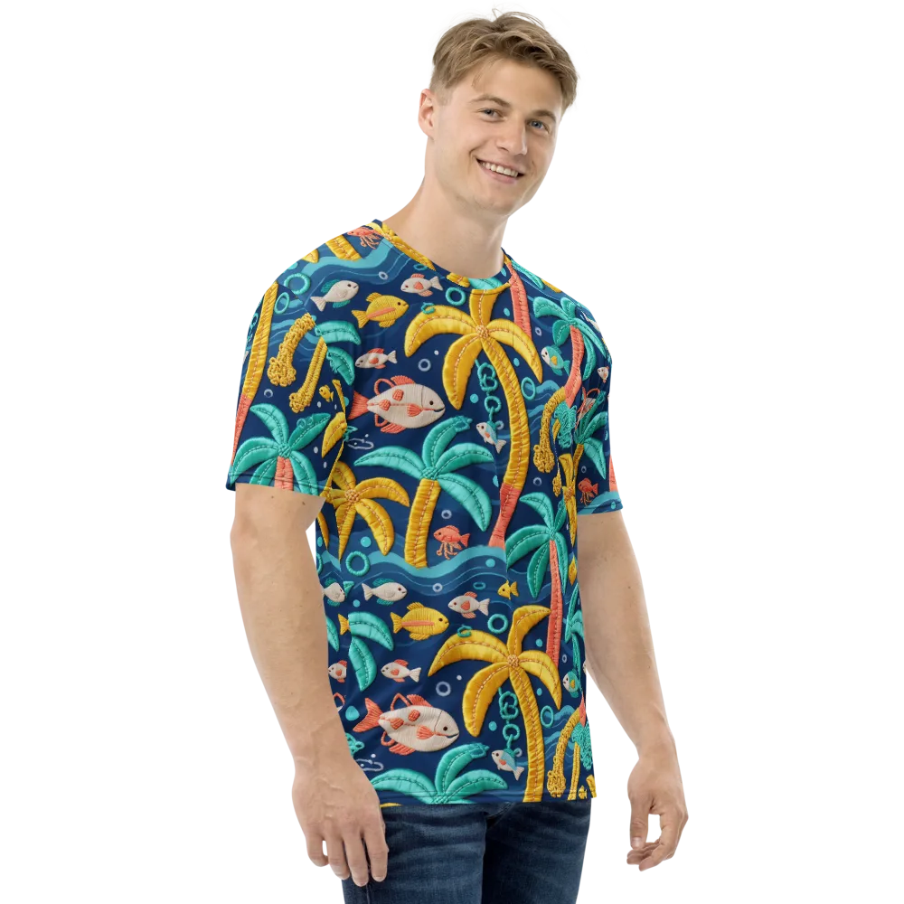 Tropical Tides on Men's Crew Neck T-Shirt — Right