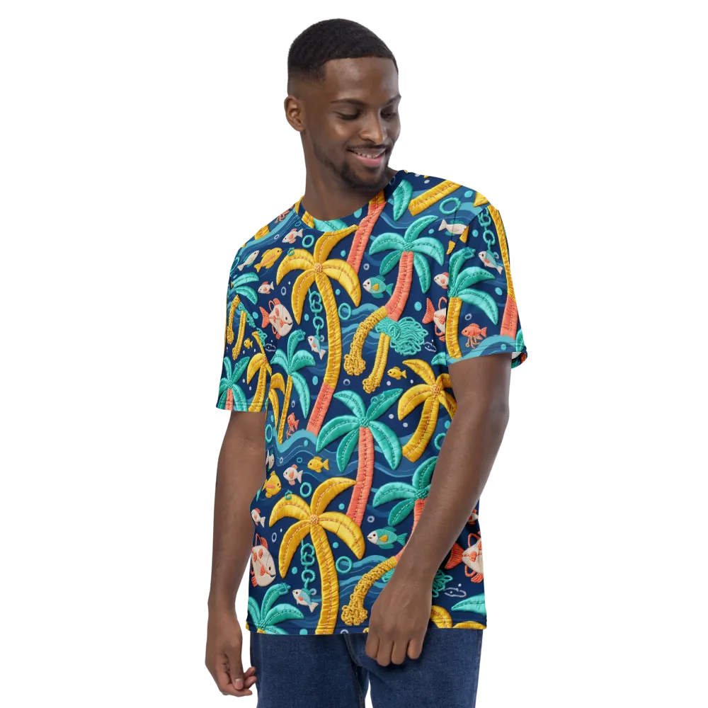 Tropical Tides on Men's Crew Neck T-Shirt — Left