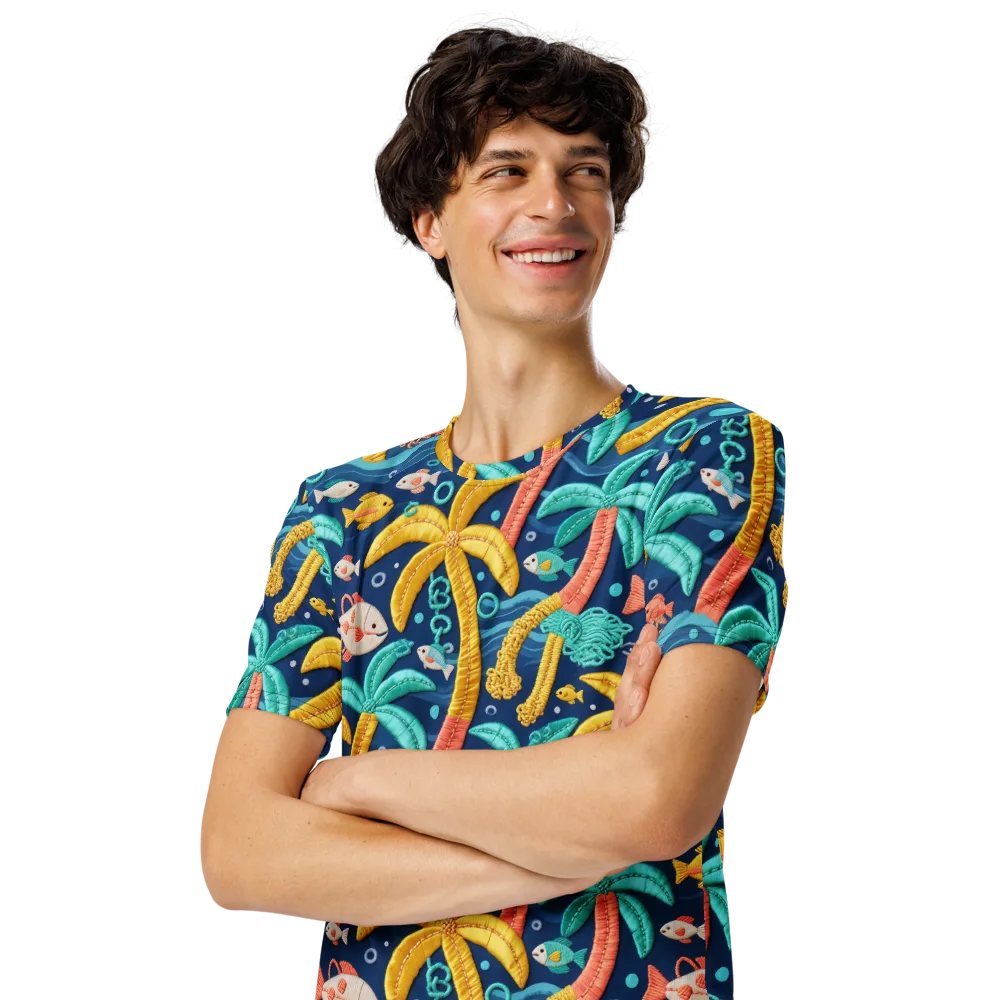 Tropical Tides on Men's Crew Neck T-Shirt — Left Front