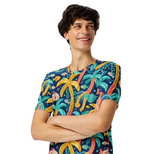 Tropical Tides on a Men's Crew Neck T-Shirt