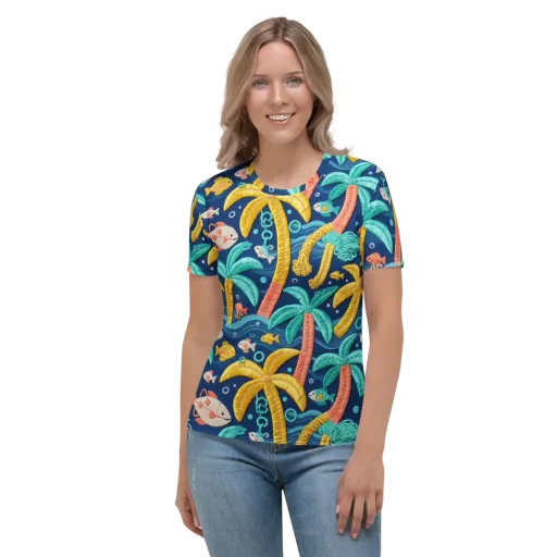 Tropical Tides on a Women's Crew Neck T-Shirt
